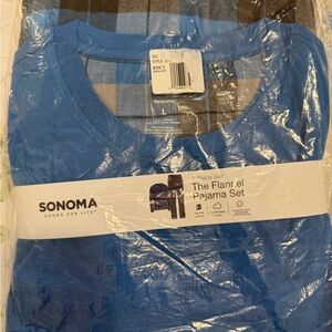 Sonoma Blue and Black Flannel Pajama Set for Men